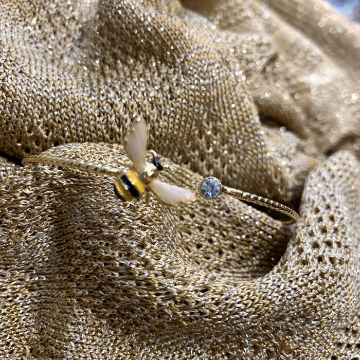 Bee open bangle gold plated crystal - The Hirst Collection