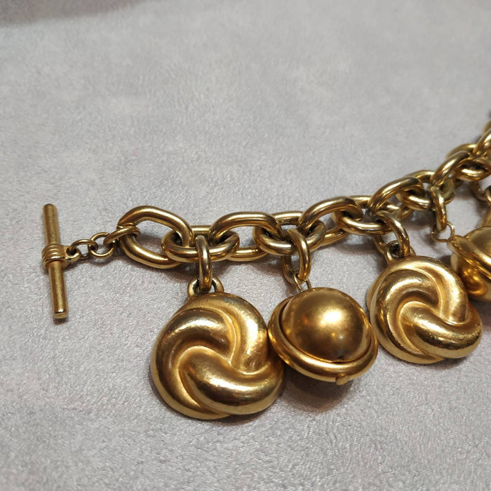 Ann Klein golden charm bracelet vintage - The Hirst Collection
