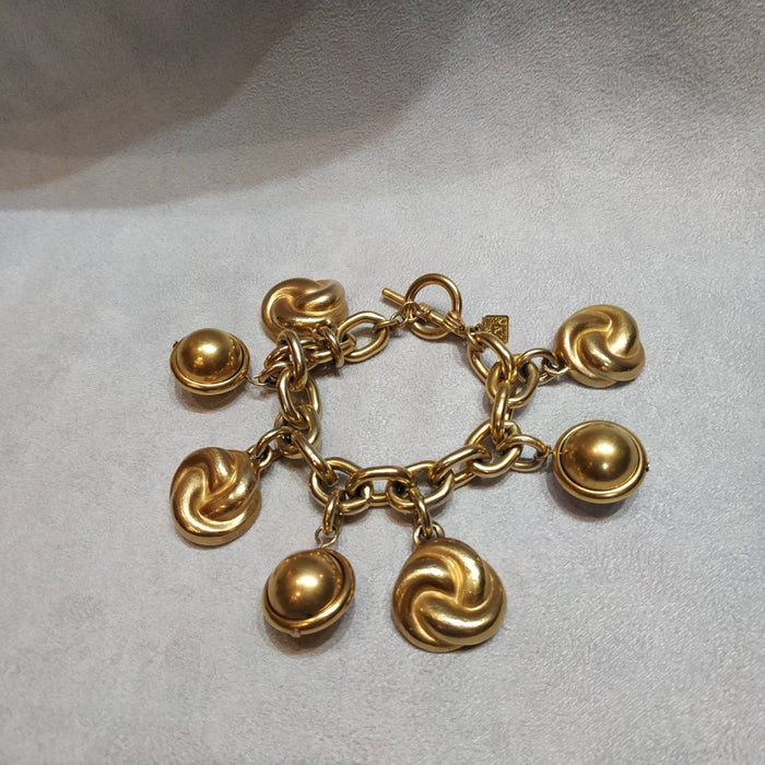 Ann Klein golden charm bracelet vintage - The Hirst Collection