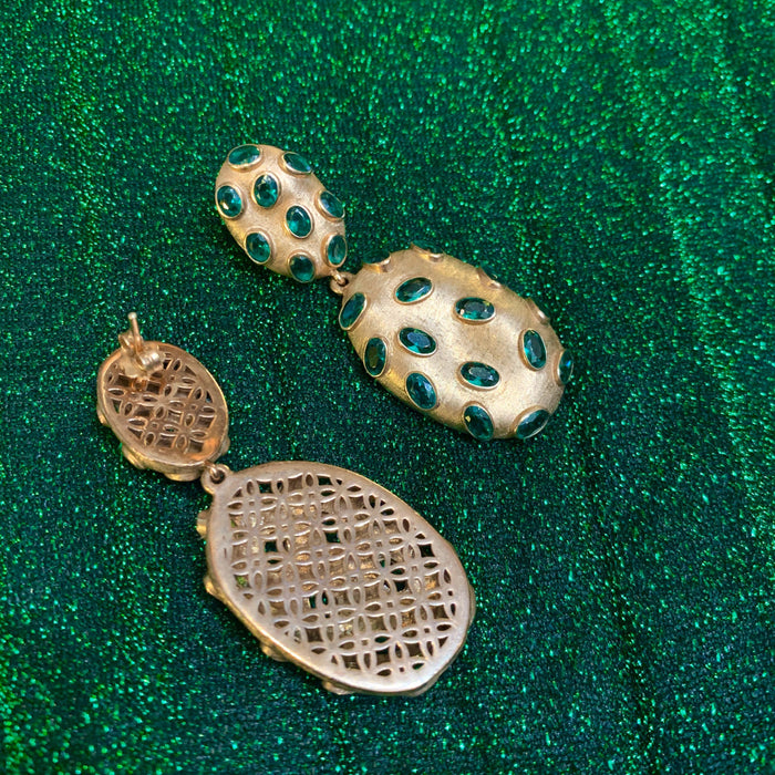 Rose Gold plated emerald green crystal earrings - The Hirst Collection