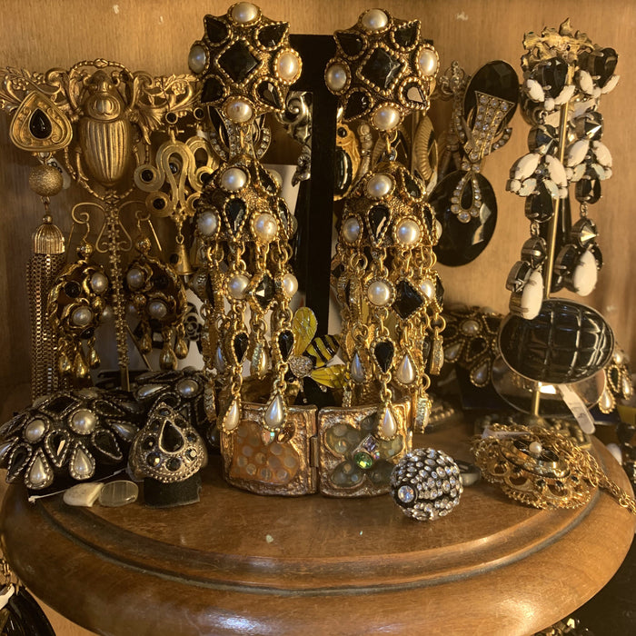 Black pearl chandelier clip on earring by Satellite - The Hirst Collection