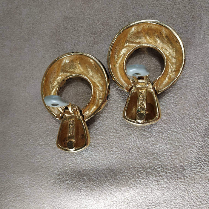 Black Gold Enamel Ciner Earrings - The Hirst Collection