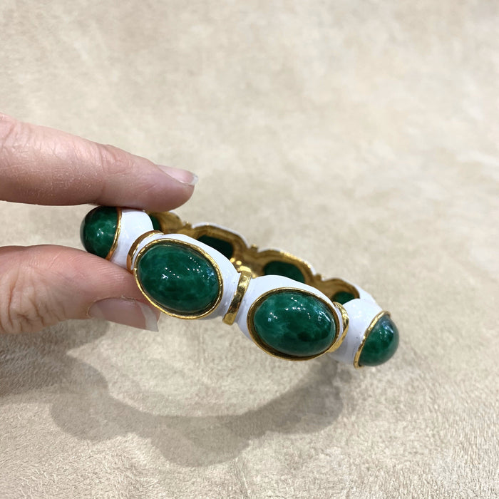 Vintage Jade green and white bracelet by Robert - The Hirst Collection