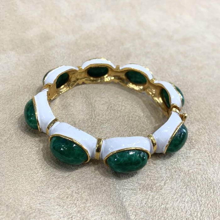 Vintage Jade green and white bracelet by Robert - The Hirst Collection