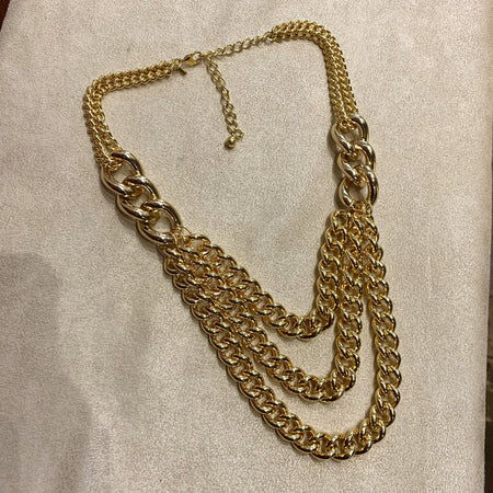 Kenneth Jay Lane Triple Chain Necklace Gold Plated - The Hirst Collection