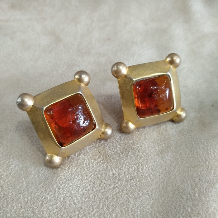 Karl Lagerfeld Square Gripoix Earrings - The Hirst Collection