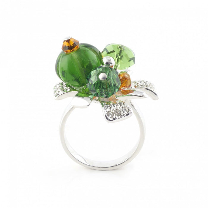 SALE Green crystal jungle paradise ring by Bill Skinner silver metal - The Hirst Collection