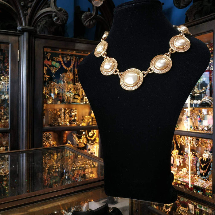 David Grau Vintage statement gold pearl necklace - The Hirst Collection