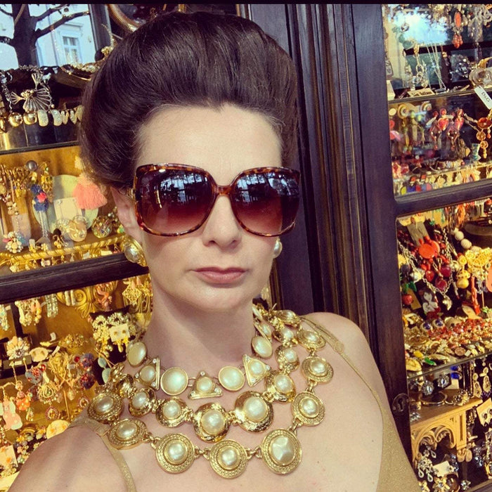 Yves Saint Laurent Vintage statement gold pearl necklace - The Hirst Collection