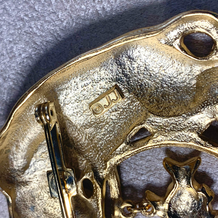 JJ cat brooch gold fish bowl - The Hirst Collection
