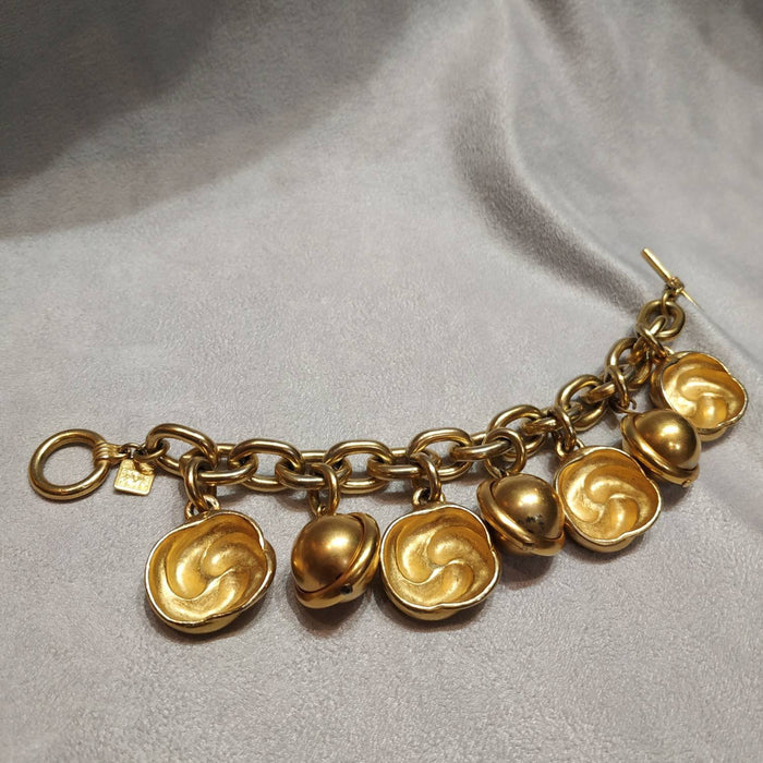 Ann Klein golden charm bracelet vintage - The Hirst Collection