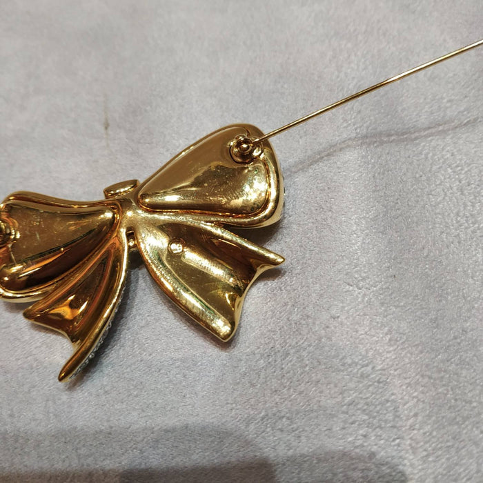 Vintage Swarovski bow brooch crystal gold plated - The Hirst Collection