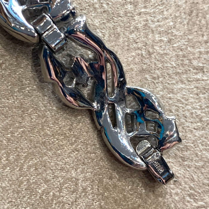 Trifari blue sapphire vintage bracelet silver tone - The Hirst Collection