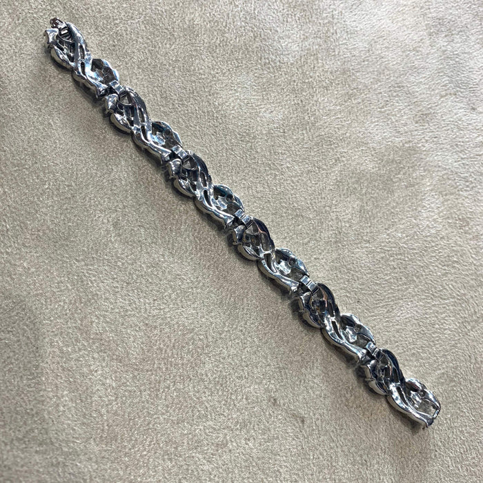Trifari blue sapphire vintage bracelet silver tone - The Hirst Collection