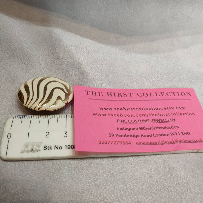 Balenciaga Vintage Earrings white enamel Clip On - The Hirst Collection