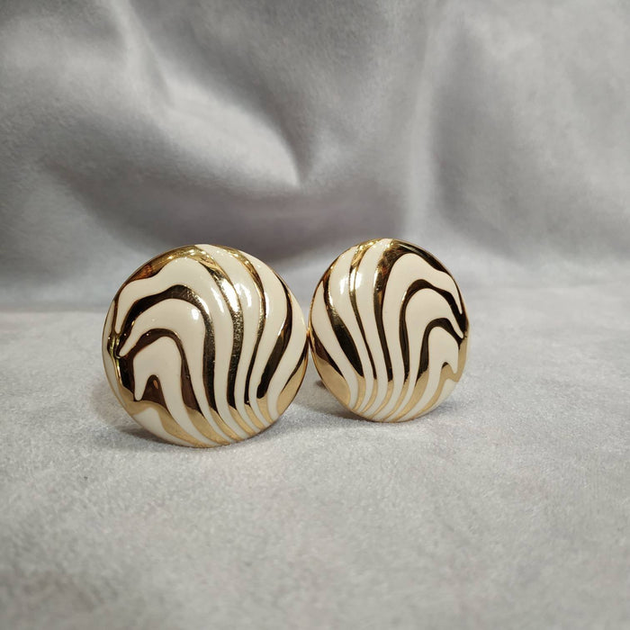 Balenciaga Vintage Earrings white enamel Clip On - The Hirst Collection