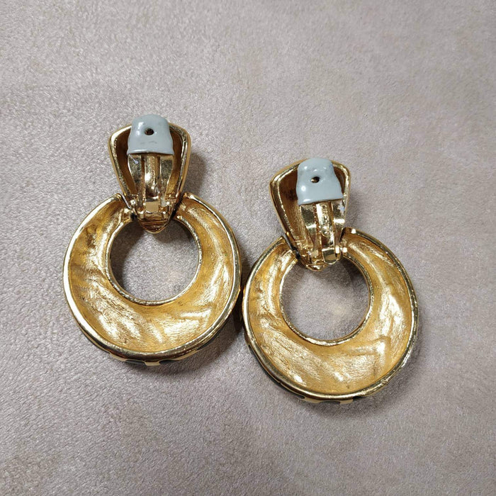 Black Gold Enamel Ciner Earrings - The Hirst Collection