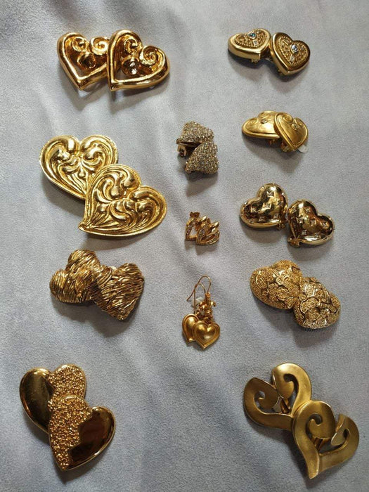 Vintage YSL Heart Earrings Gold Yves Saint Laurent - The Hirst Collection