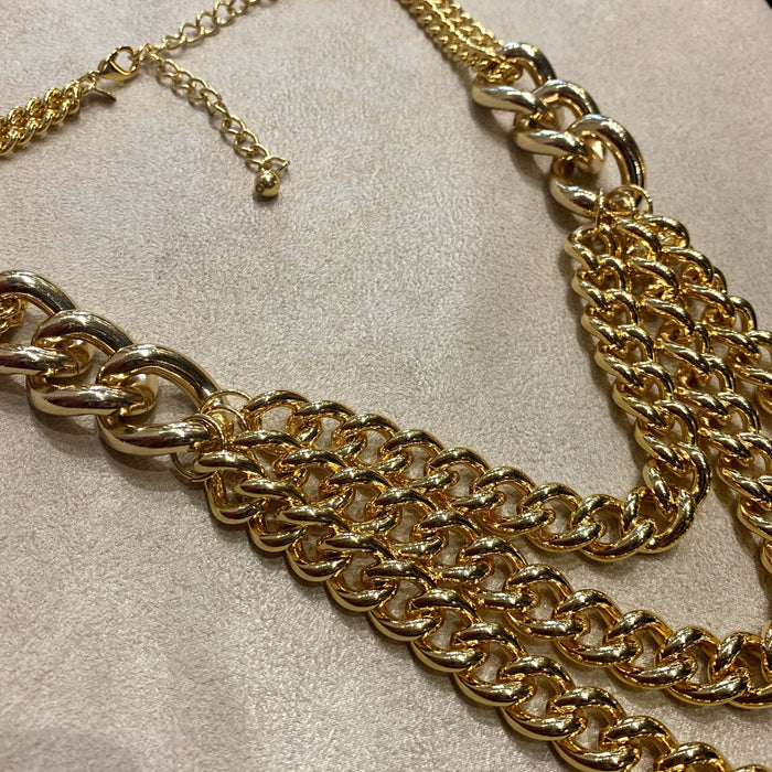 Kenneth Jay Lane Triple Chain Necklace Gold Plated - The Hirst Collection