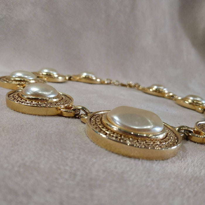 David Grau Vintage statement gold pearl necklace - The Hirst Collection