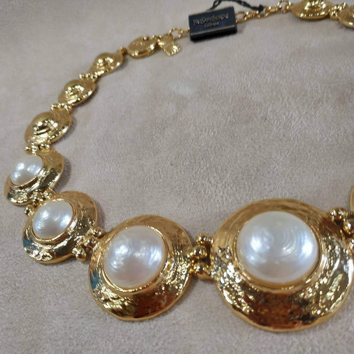 Yves Saint Laurent Vintage statement gold pearl necklace - The Hirst Collection
