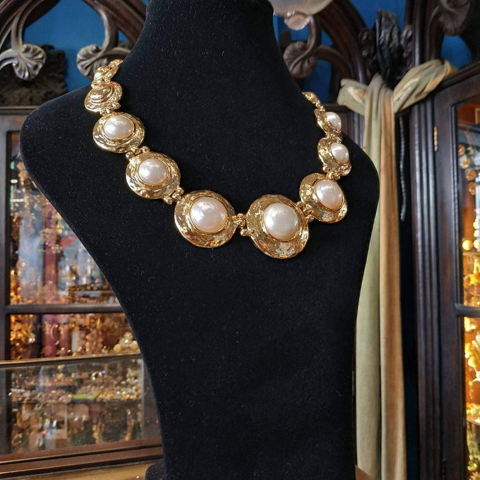 Yves Saint Laurent Vintage statement gold pearl necklace - The Hirst Collection