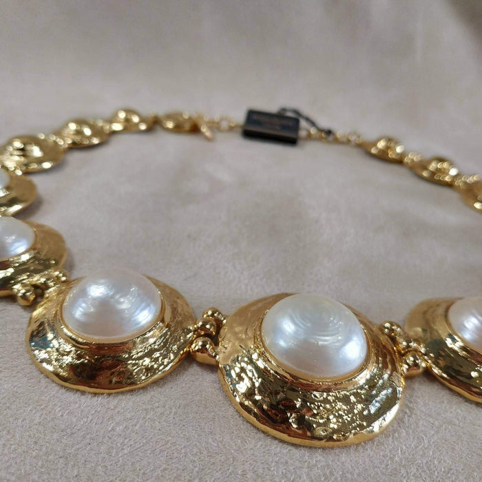 Yves Saint Laurent Vintage statement gold pearl necklace - The Hirst Collection