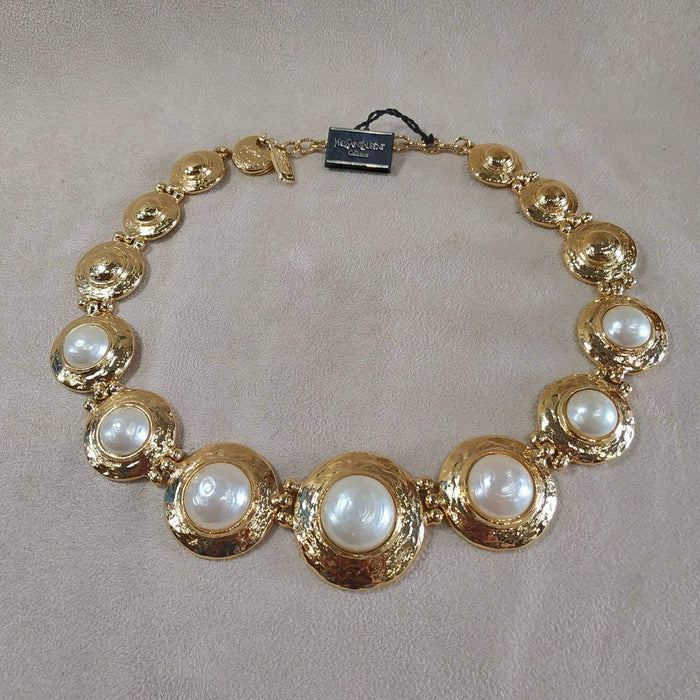 Yves Saint Laurent Vintage statement gold pearl necklace - The Hirst Collection
