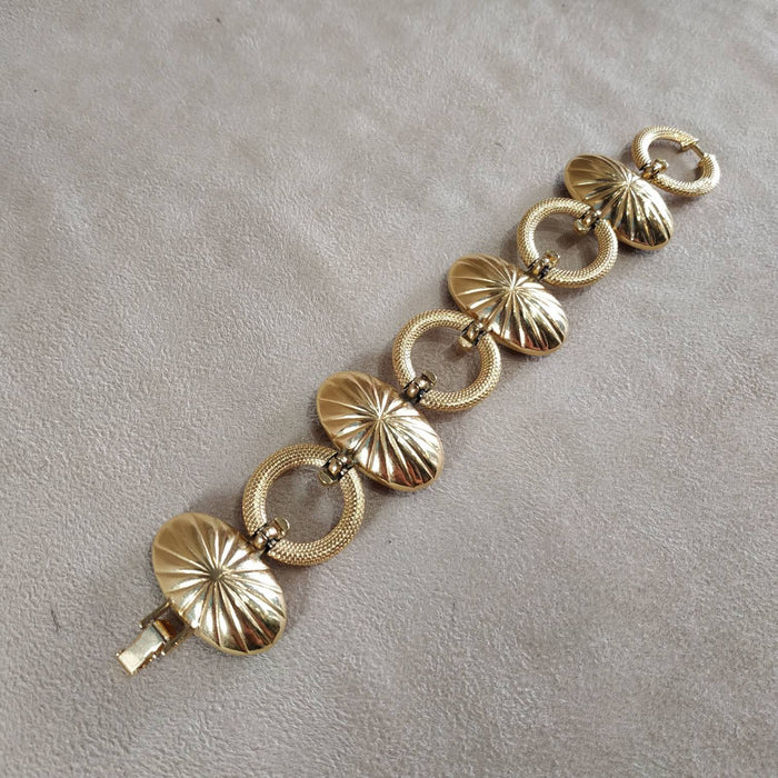 YSL vintage Gold Red Glass Yves Saint Laurent link Bracelet - The Hirst Collection