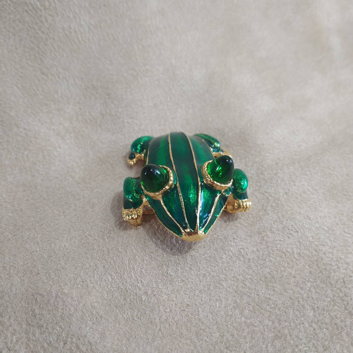 Green Enamel Frog Brooch by KJL - The Hirst Collection