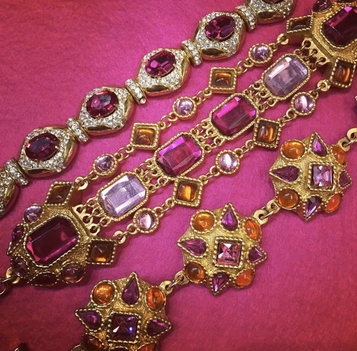 Hot Pink Crystal gold bracelet - The Hirst Collection