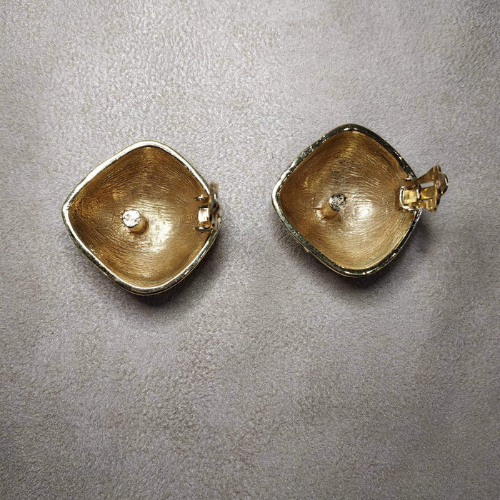 Black Enamel Ciner Clip On Earrings - The Hirst Collection