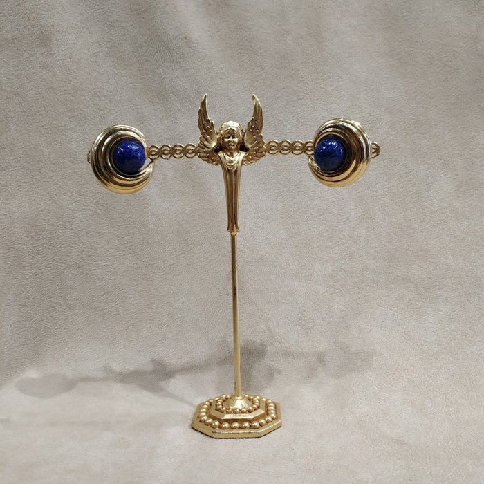 Ciner Gold / Lapis blue vintage clip on earrings - The Hirst Collection
