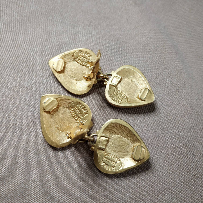 Lapis Lazuli Clip On Drop earrings by Rima Ariss in gold plate - The Hirst Collection