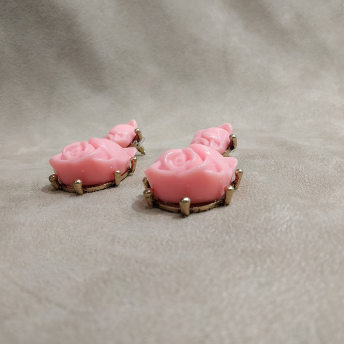 Oscar de La Renta Pink Earrings pierced Rose - The Hirst Collection