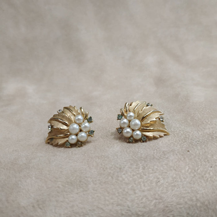 Trifari Golden Plated Crystal Earrings - The Hirst Collection