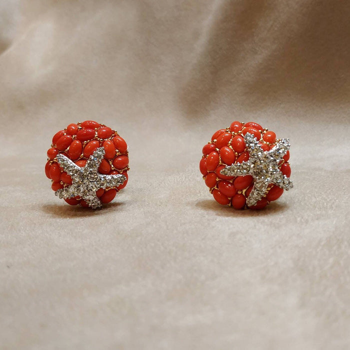 KJL Coral Starfish Clip on Earrings by Kenneth Jay Lane - The Hirst Collection