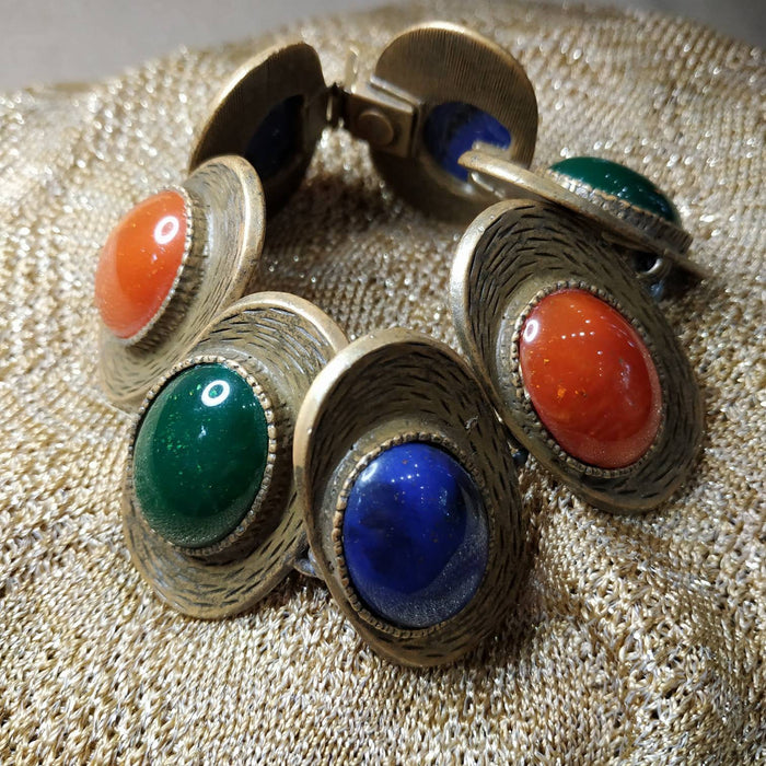Les Bernard Vintage bracelet Gold plated multi colour - The Hirst Collection