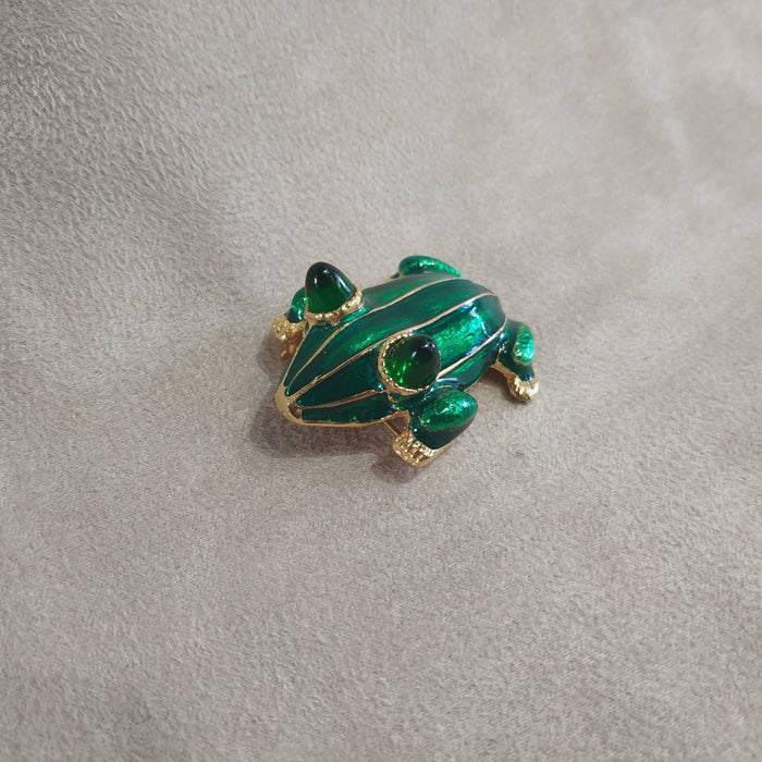 Green Enamel Frog Brooch by KJL - The Hirst Collection