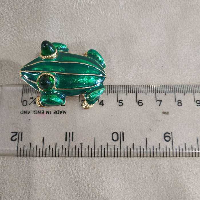 Green Enamel Frog Brooch by KJL - The Hirst Collection