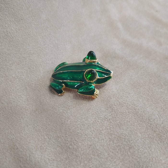 Green Enamel Frog Brooch by KJL - The Hirst Collection