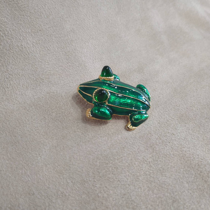 Green Enamel Frog Brooch by KJL - The Hirst Collection