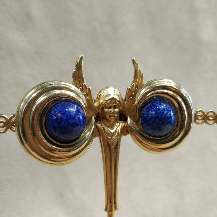 Ciner Gold / Lapis blue vintage clip on earrings - The Hirst Collection