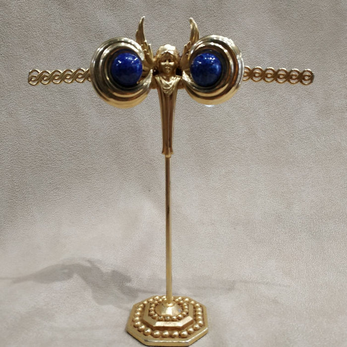 Ciner Gold / Lapis blue vintage clip on earrings - The Hirst Collection