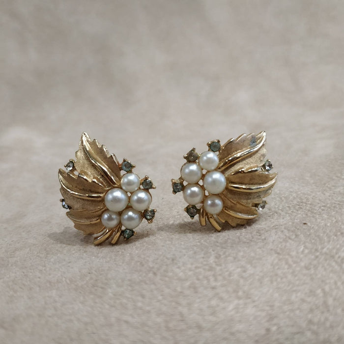 Trifari Golden Plated Crystal Earrings - The Hirst Collection