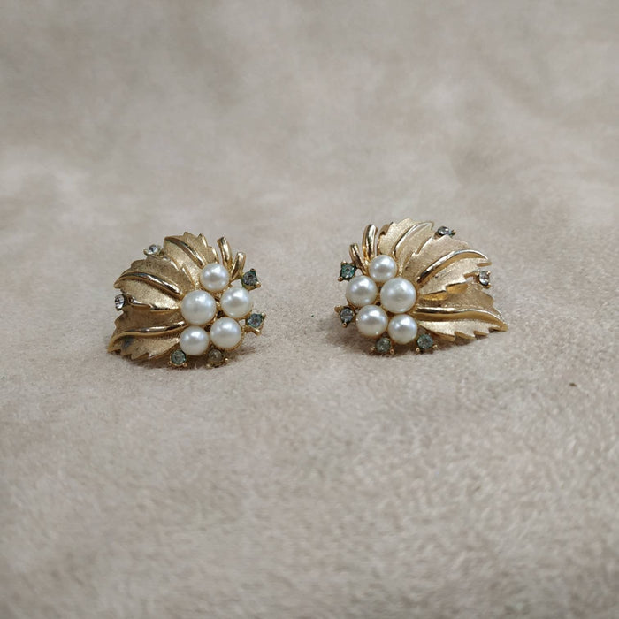 Trifari Golden Plated Crystal Earrings - The Hirst Collection