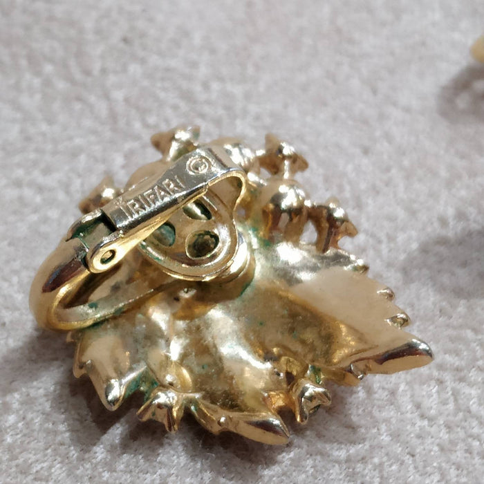 Trifari Golden Plated Crystal Earrings - The Hirst Collection
