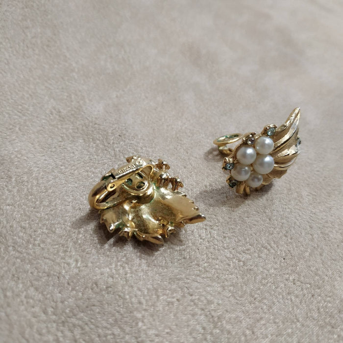 Trifari Golden Plated Crystal Earrings - The Hirst Collection