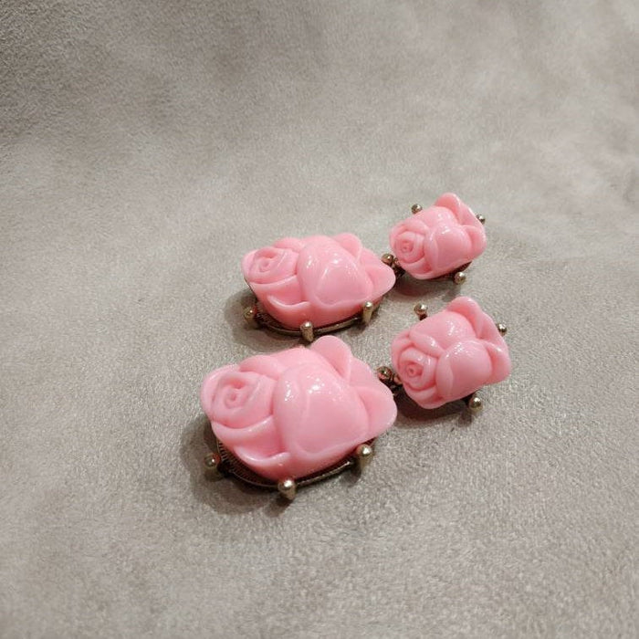 Oscar de La Renta Pink Earrings pierced Rose - The Hirst Collection