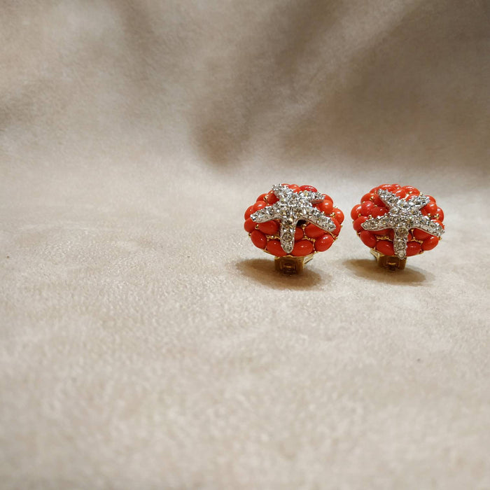 KJL Coral Starfish Clip on Earrings by Kenneth Jay Lane - The Hirst Collection